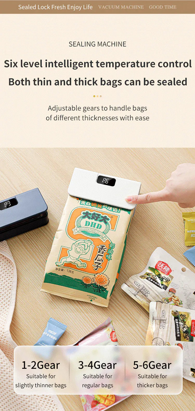 Scelleuse Alimentaire Mini Portable Rechargeable avec Affichage Digital sv