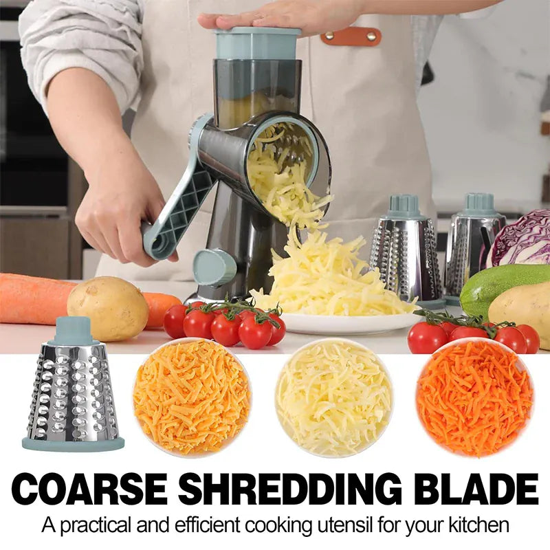 Râpe rotative 3 en 1 avec accessoires pour fromage et légumes Coupe Légumes