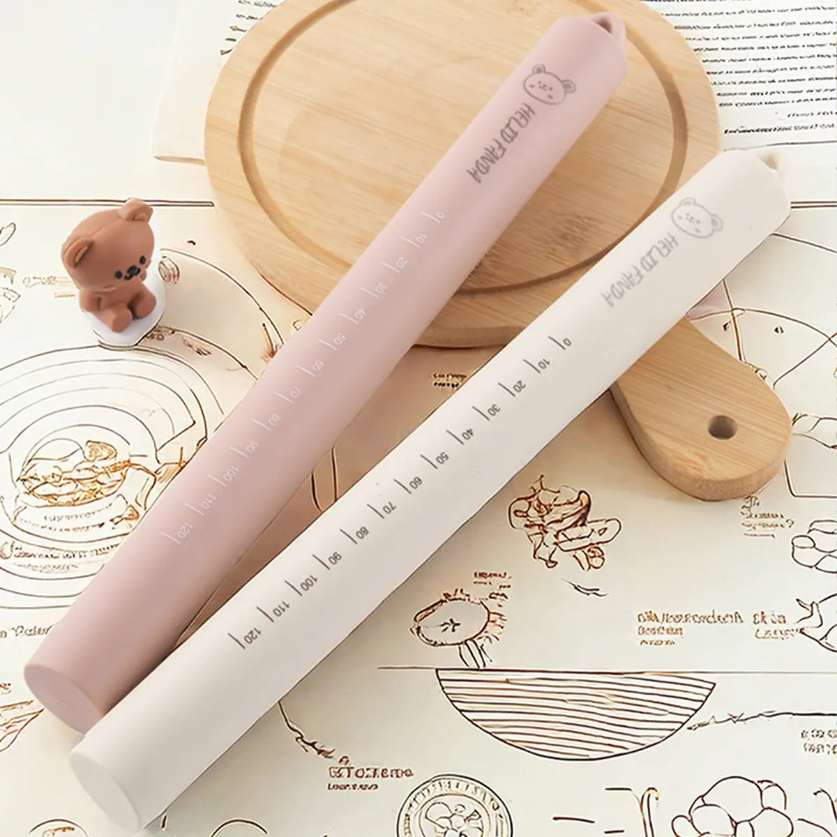 Rouleau à pâtisserie en silicone anti-adhérent avec noyau en acier inoxydable - Outil de cuisson multifonctionnel rouleaupatisserie