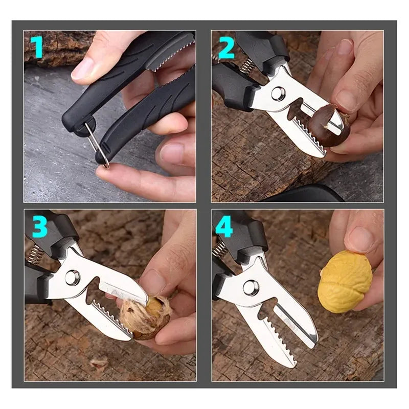 Ciseaux de cuisine multifonctions en acier pour éplucher châtaignes ciseaux