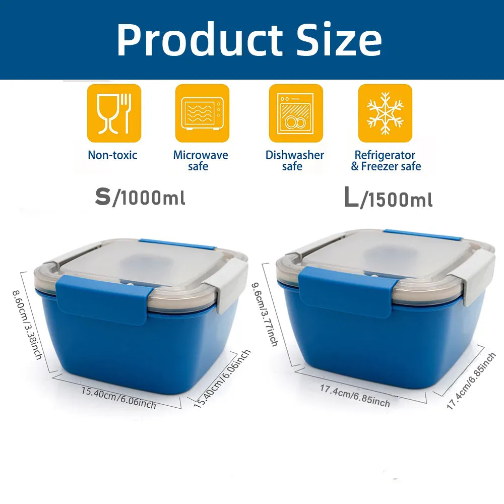 Bento à 2 Étages avec Compartiments Hermétiques - 1000 à 1500ml Bento