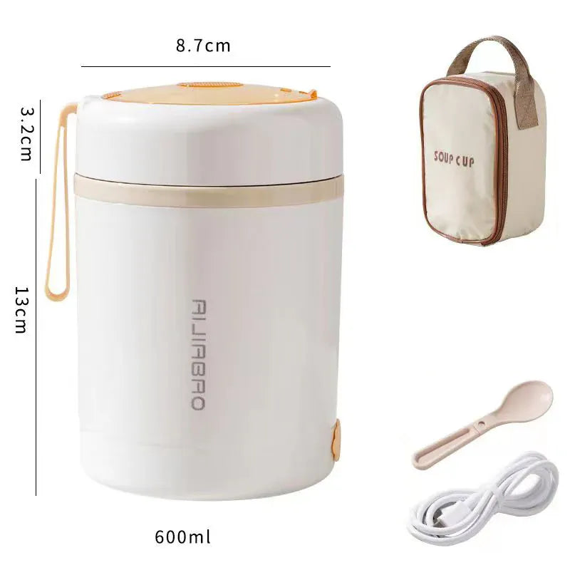 Lunchbox Chauffante USB 600 ml — Acier Inoxydable 304, 60 °C, Étanche lunchboxchauf