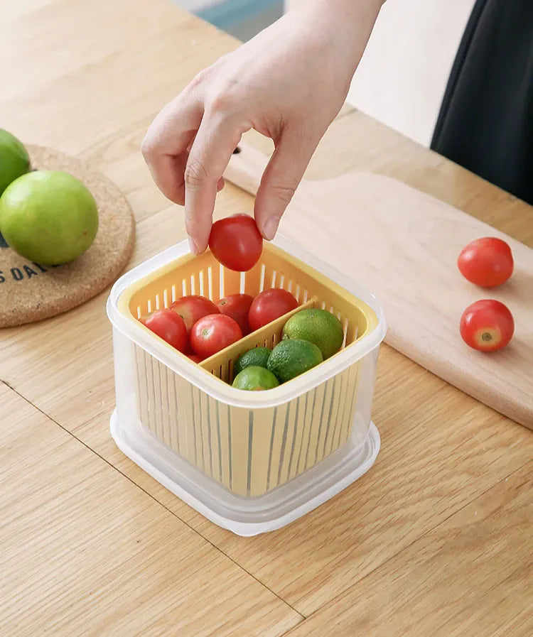 Bac de Conservation Fruits et Légumes avec Grille Égouttoir 1L