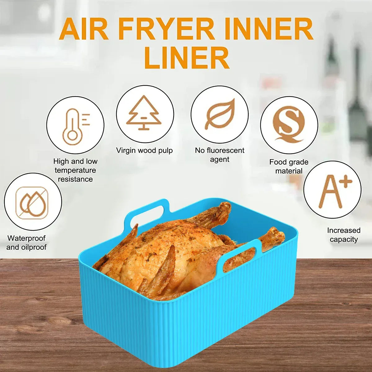 Moules Silicone Réutilisables Air Fryer - Lot de 2 Rectangulaires Air Fryer
