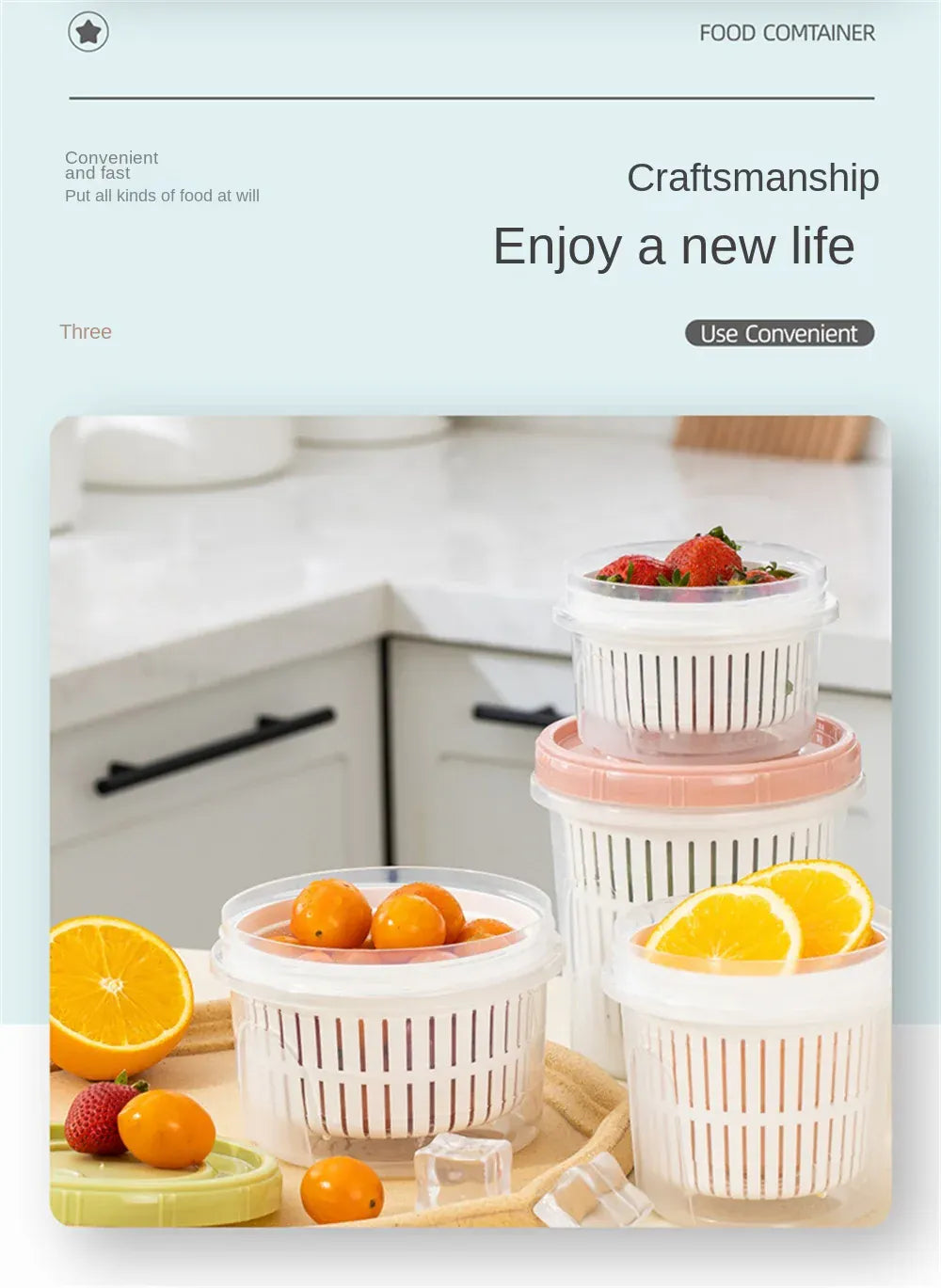 Boîte de Rangement Frigo Hermétique 700ml avec Grille Égouttoir