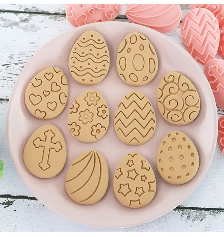 Emporte-pièces à Gâteaux Pâques - 10 Pièces Formes Lapin et Oeuf emportepieces