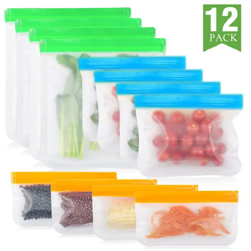 Sachets Silicone Réutilisables Anti-Fuite - Lot de 7 Pièces 25x30cm