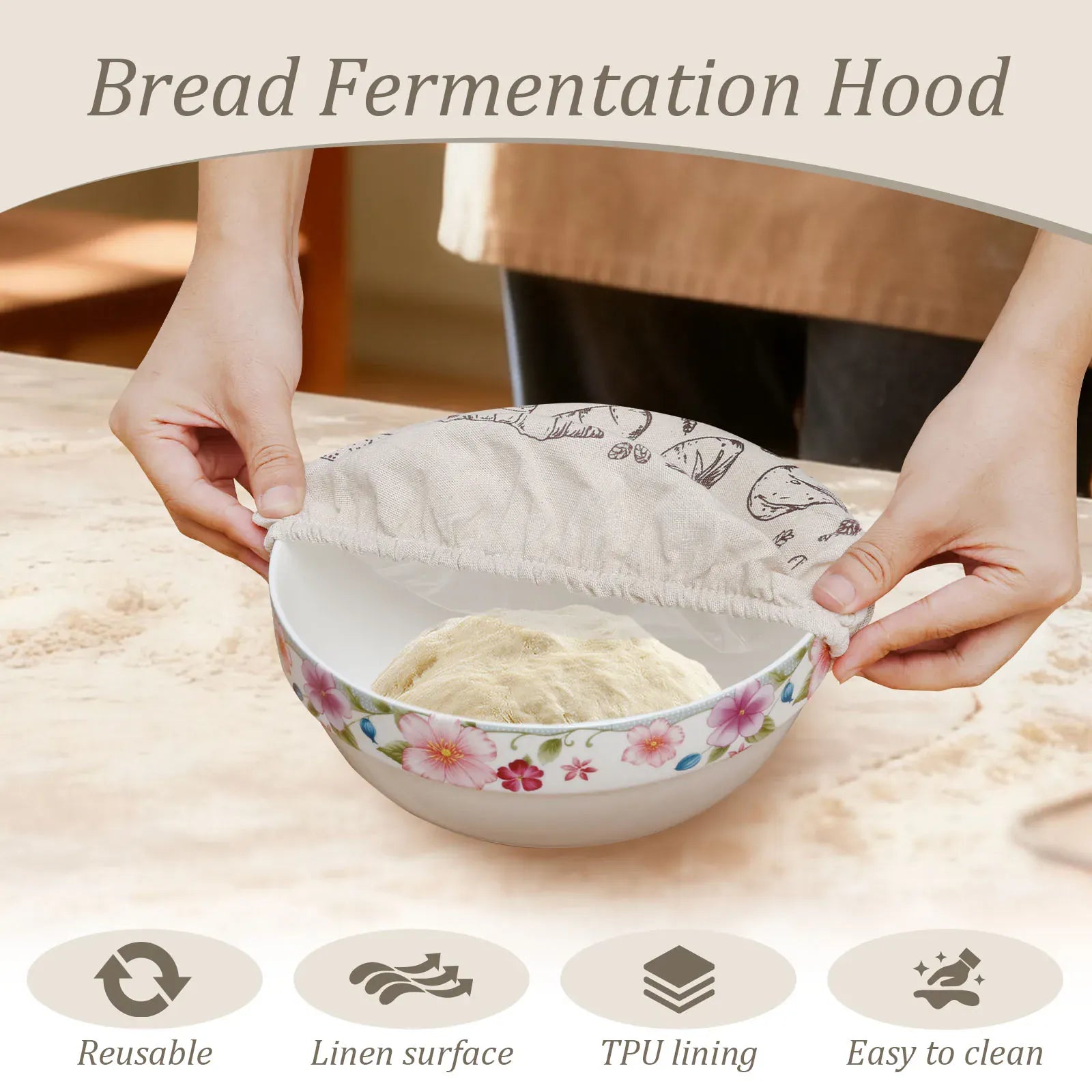 Couvercles Réutilisables en Tissu | Lot de 3 | Design Sourdough far