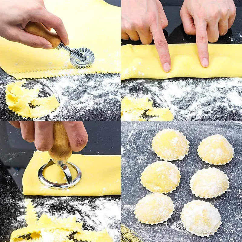Emporte-pièces à pâtisserie en inox - Set de 6 moules avec poignée en bois emportepieces