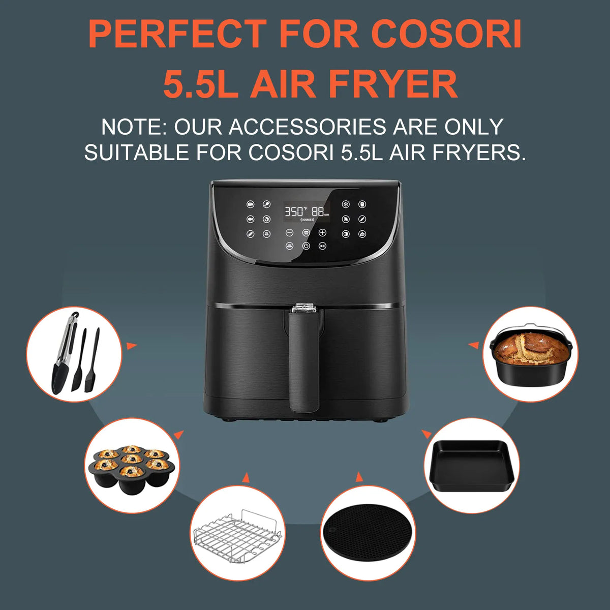 Kit Accessoires Friteuse à Air en Acier Inox - 6 Pièces Essentielles Air Fryer