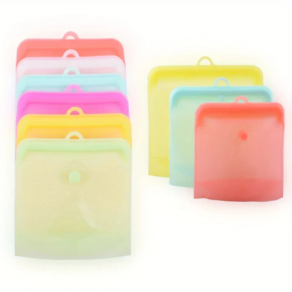 Sachets Silicone Réutilisables - Lot de 6 Pièces Hermétiques