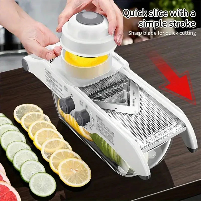 Mandoline Réglable Multifonctionnelle avec Panier - Coupe Légumes et Fruits Mandoline