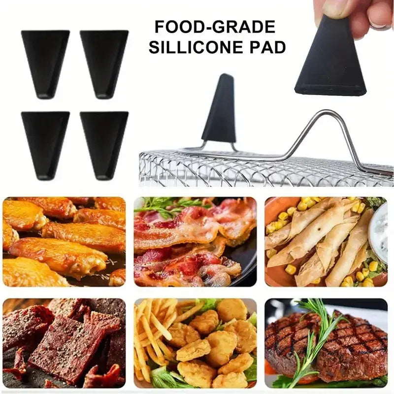 Grille Inox Air Fryer 3 Niveaux Empilable - Accessoire Cuisine Air Fryer
