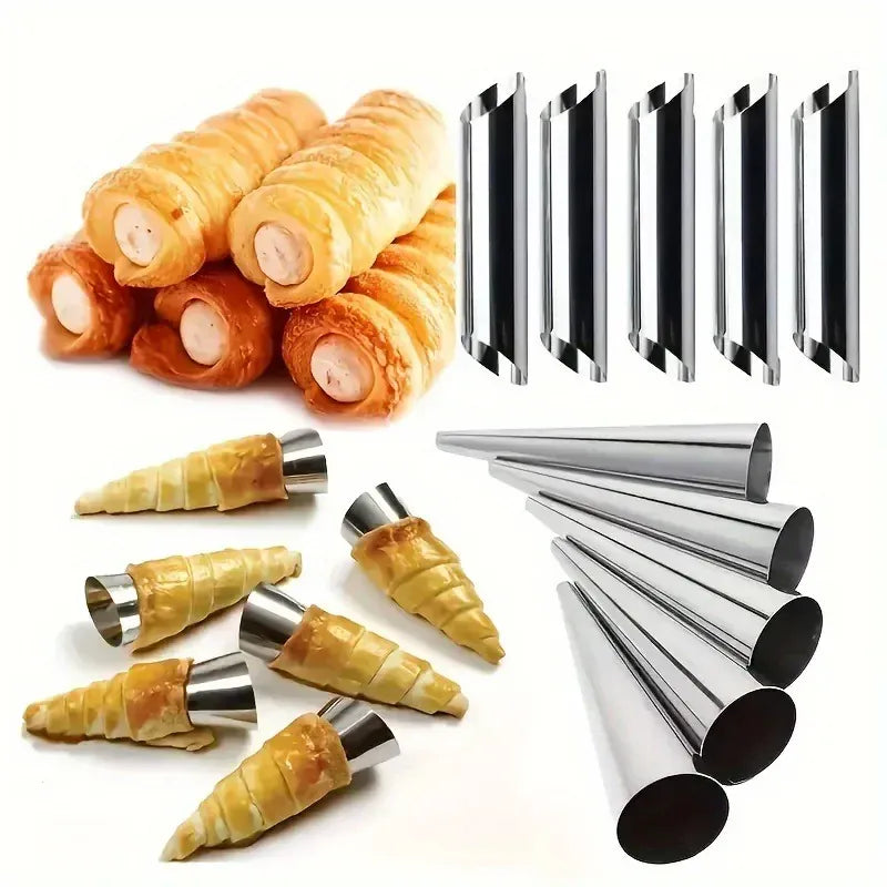 Set de 5 Outils de Pâtisserie en Acier Inoxydable - Moules à Croissants et Tubes à Pâtisserie douillepoche