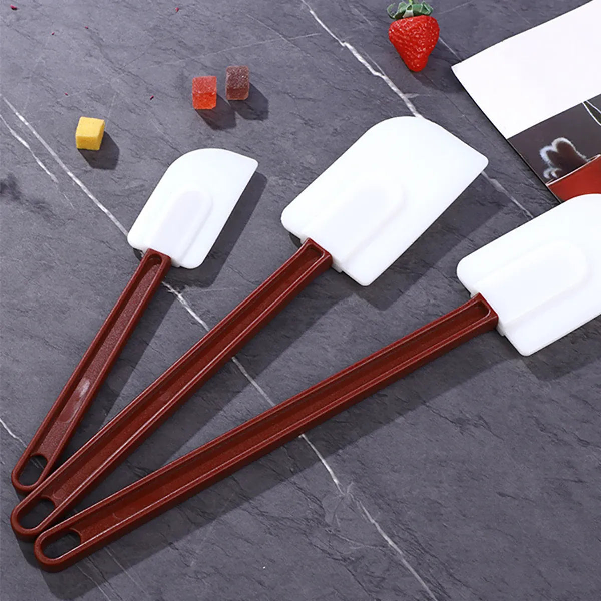 Set Spatules Silicone 3 pièces | Ustensiles de Pâtisserie Résistants spatule en silicone
