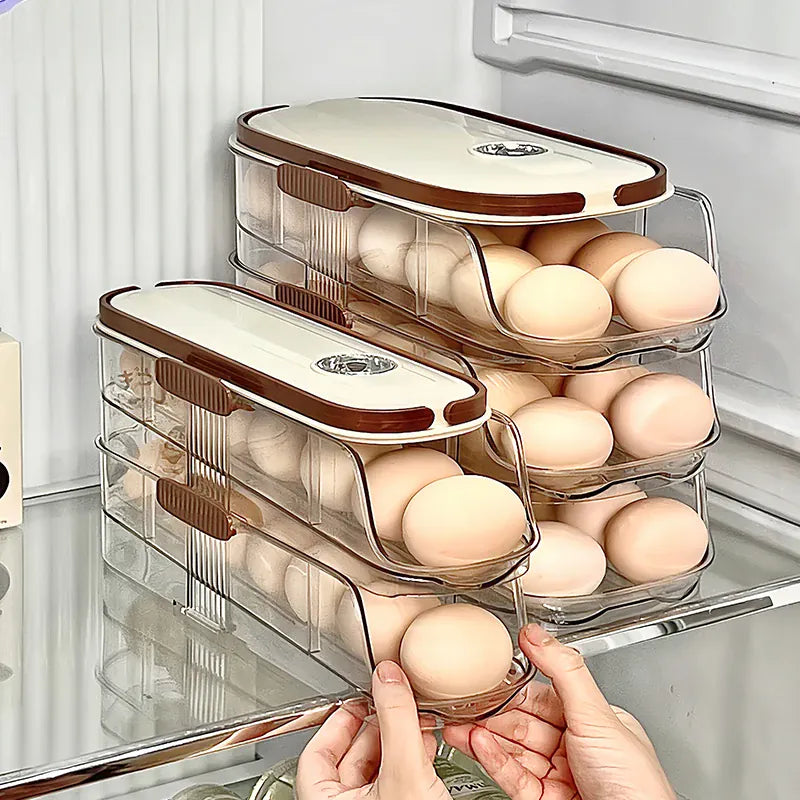Boîte de Rangement Frigo pour Œufs 24 Pièces avec Poignée Ergonomique