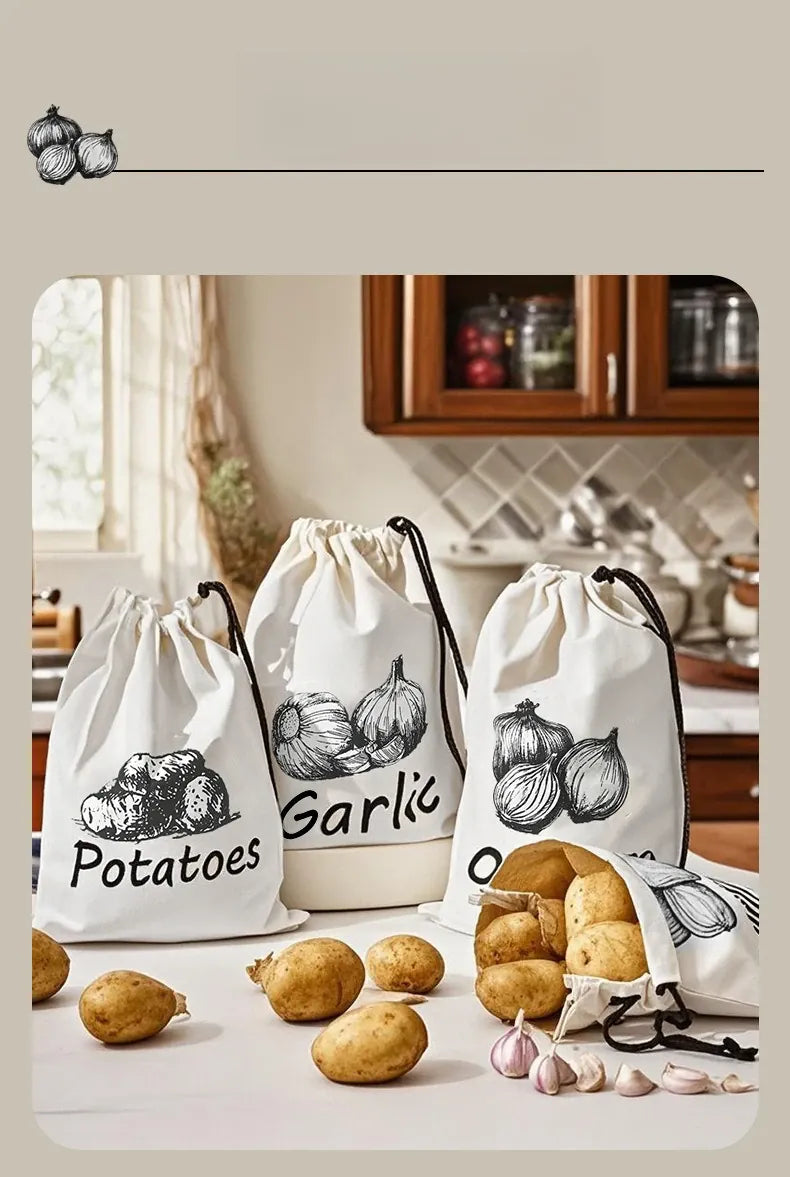 Sacs Conservation Légumes 30x40cm - Lot de 3 avec Cordon de Serrage