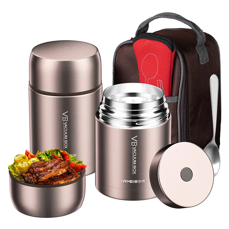 Thermos Alimentaire Isotherme Inox 316 - 16 h Chaud, 18 h Froid - 600 à 1200 ml lunchbox