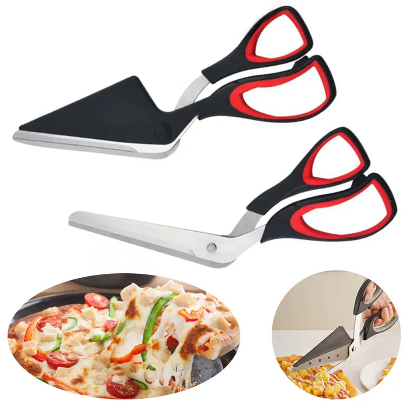 Ciseaux à pizza en inox avec spatule détachable | Coupe facile ciseaux