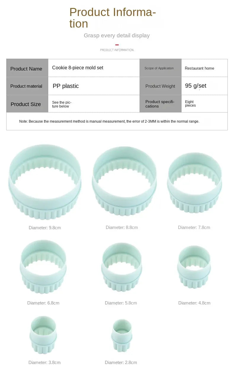Emporte-pièces à Biscuits en Silicone - Set de 8 Formes Ronde Vert Clair emportepieces