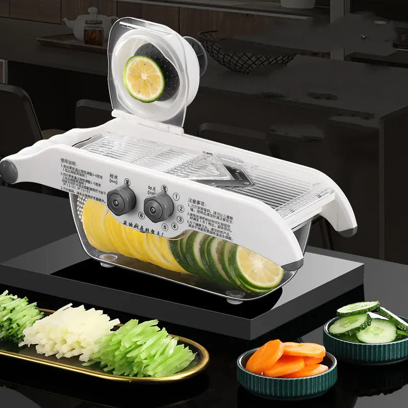 Mandoline Réglable Multifonctionnelle avec Panier - Coupe Légumes et Fruits Mandoline