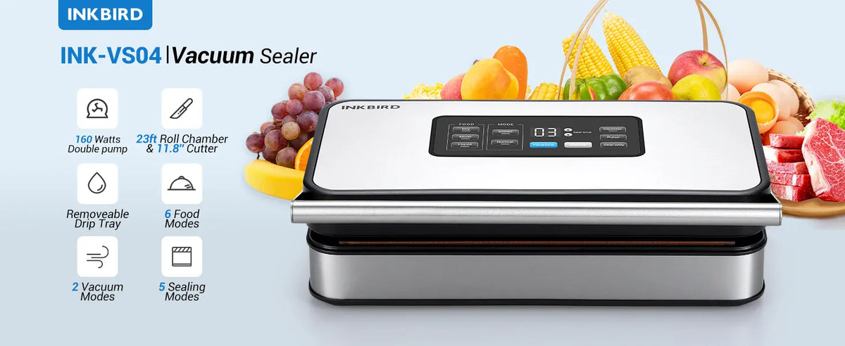 Machine Sous Vide Alimentaire INKBIRD 150W – Double Pompe 80 kPa – Cutter Intégré et Sacs Inclus sv