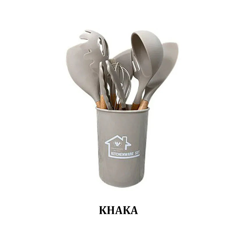 Set Ustensiles Silicone 12 pièces Cuisine | Résistants à la chaleur spatule en silicone