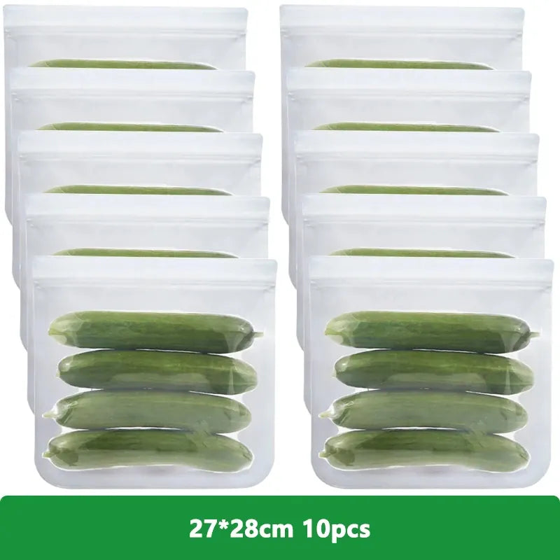 1/5/10 Pcs Reusable Ziplock Silicone Bags Dishwasher Safe Freezer Bag Lunch Bag Sandwich Bags BPA Free for Food Storage Home