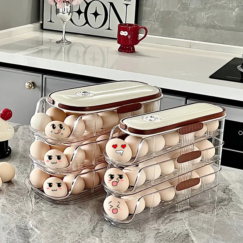 Boîte de Rangement Frigo pour Œufs 24 Pièces avec Poignée Ergonomique