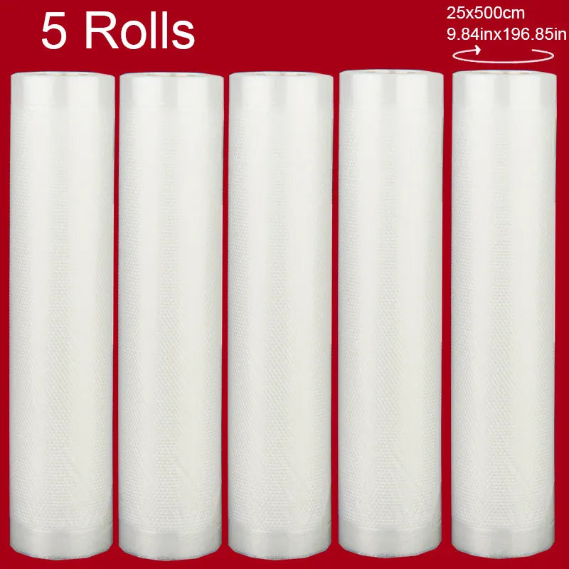 Sacs Sous Vide Texturés - Lot de 5 Rouleaux 28x500cm Hermétiques