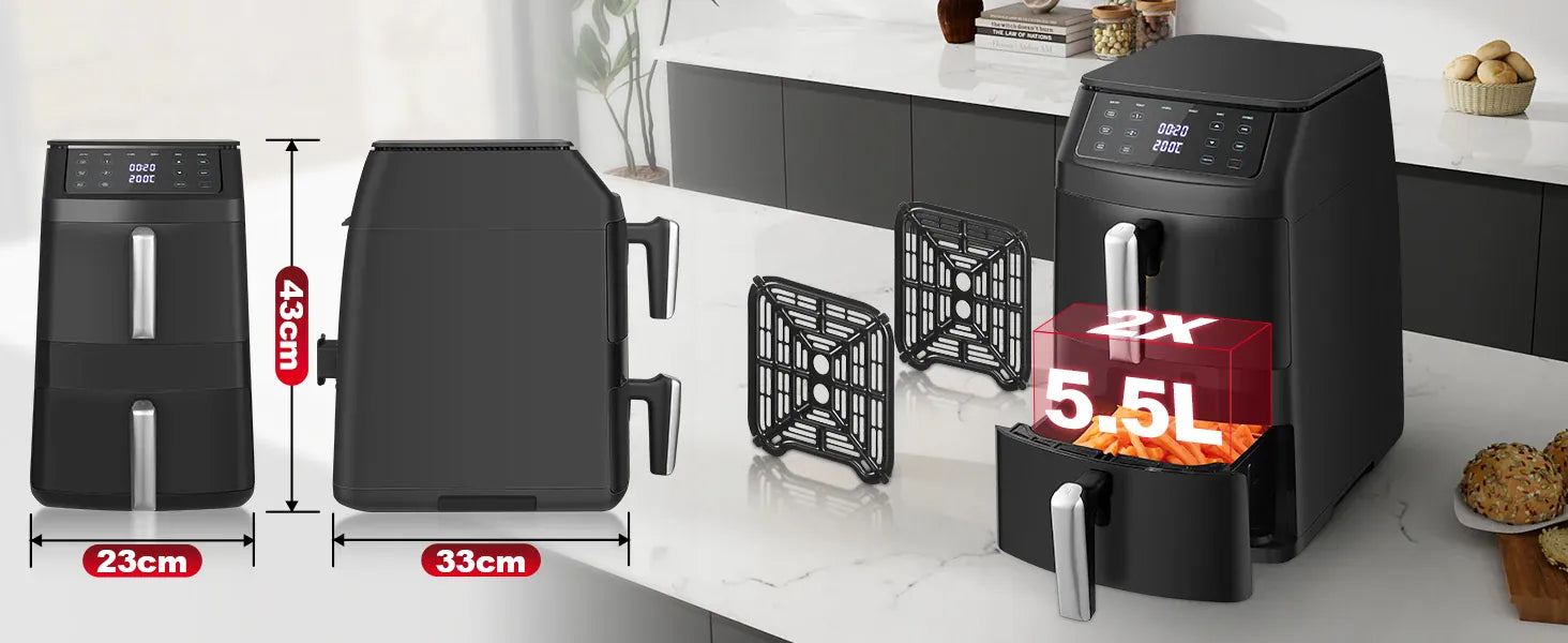 Friteuse Sans Huile Double Panier 11L 2500W 6 en 1 Écran Tactile airfryers