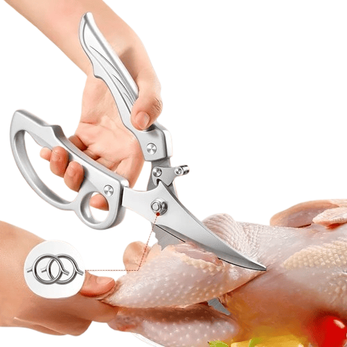 Ciseaux de cuisine en inox avec poignée ergonomique et ressort ciseaux