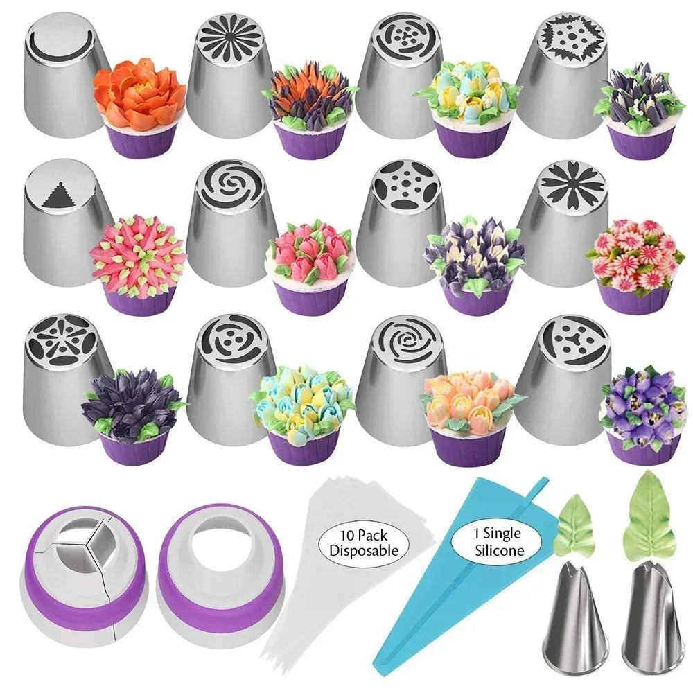 Set de 27 Douilles à Pâtisserie en Acier Inoxydable pour Décoration de Gâteaux douillepoche