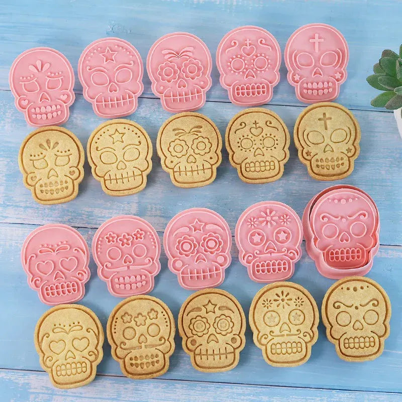 Emporte-pièces en Silicone 10 pièces - Motifs de Crânes Halloween emportepieces