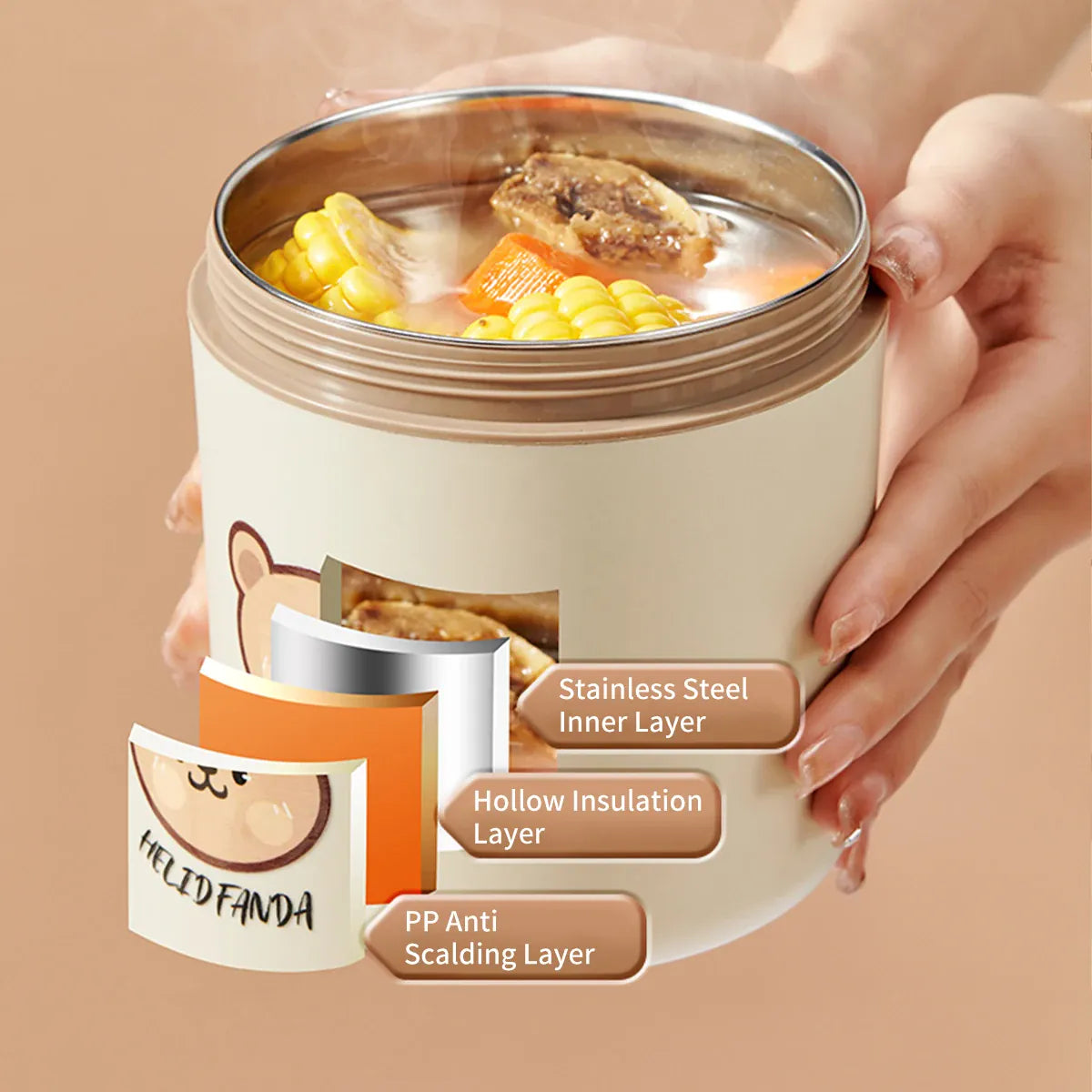 Ensemble de 2 Lunchbox cylindriques isothermes pour enfants (1 litre) Lunchbox