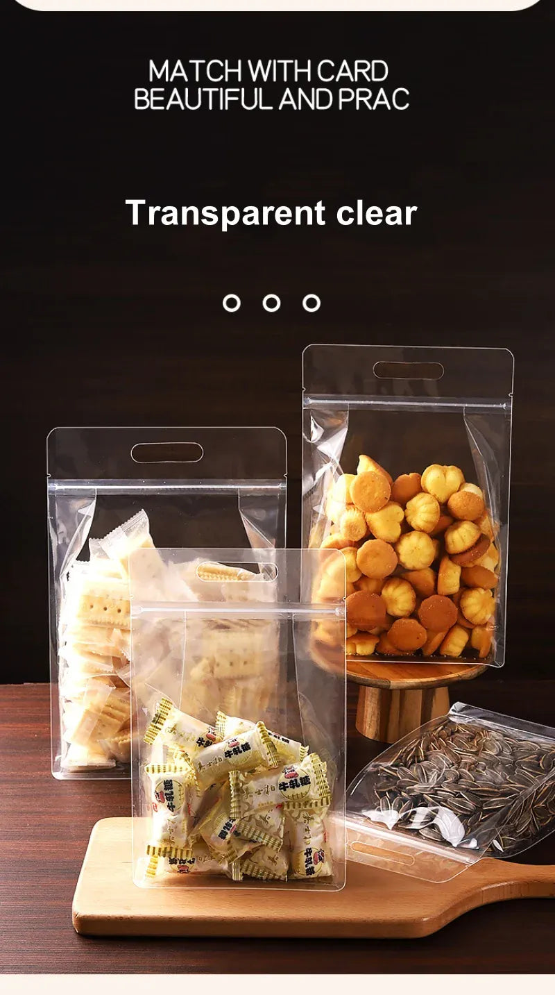 Sachets Zip Alimentaires Transparent - Lot de 50 Pièces avec Zip