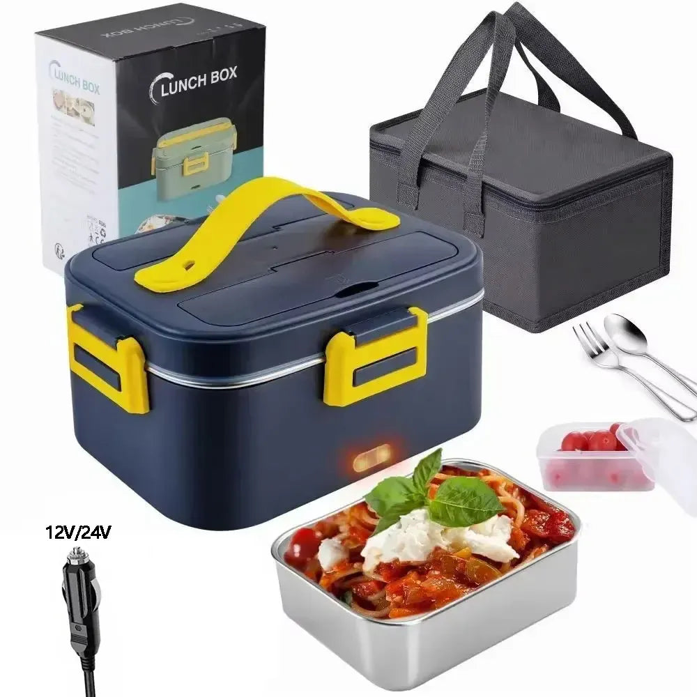 Lunch Box Chauffante Électrique 75 W — Cuve Inox 304 1,8 L — 12 V / 24 V / 220 V avec Sac Isotherme lunchboxchauf
