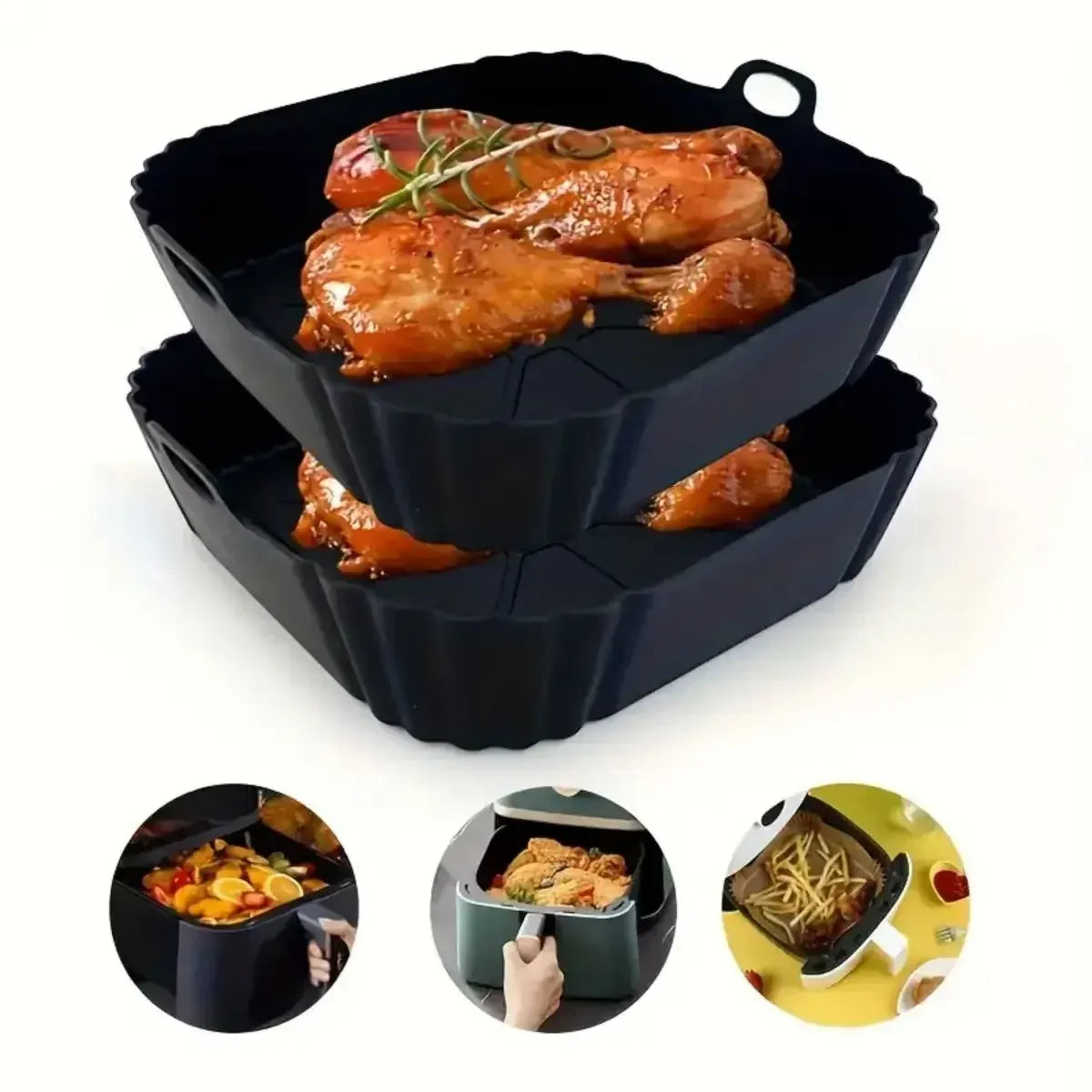 Moule Silicone Air Fryer Réutilisable - Lot de 2 Pièces Air Fryer