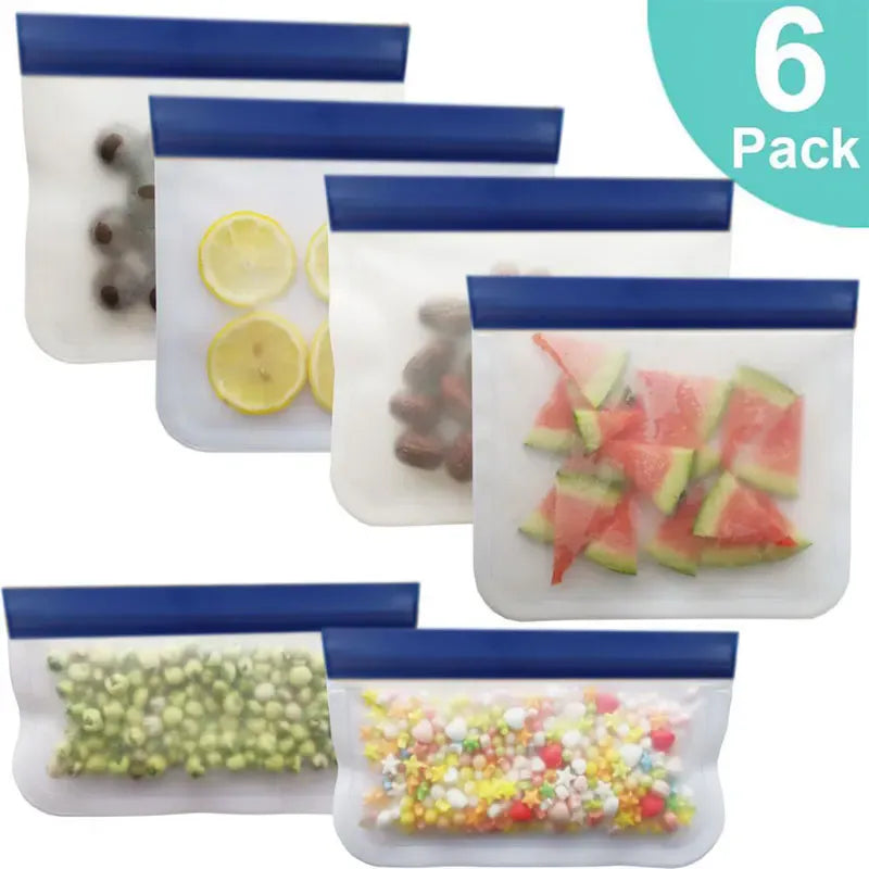 Sachets Silicone Réutilisables Anti-Fuite - Lot de 7 Pièces 25x30cm