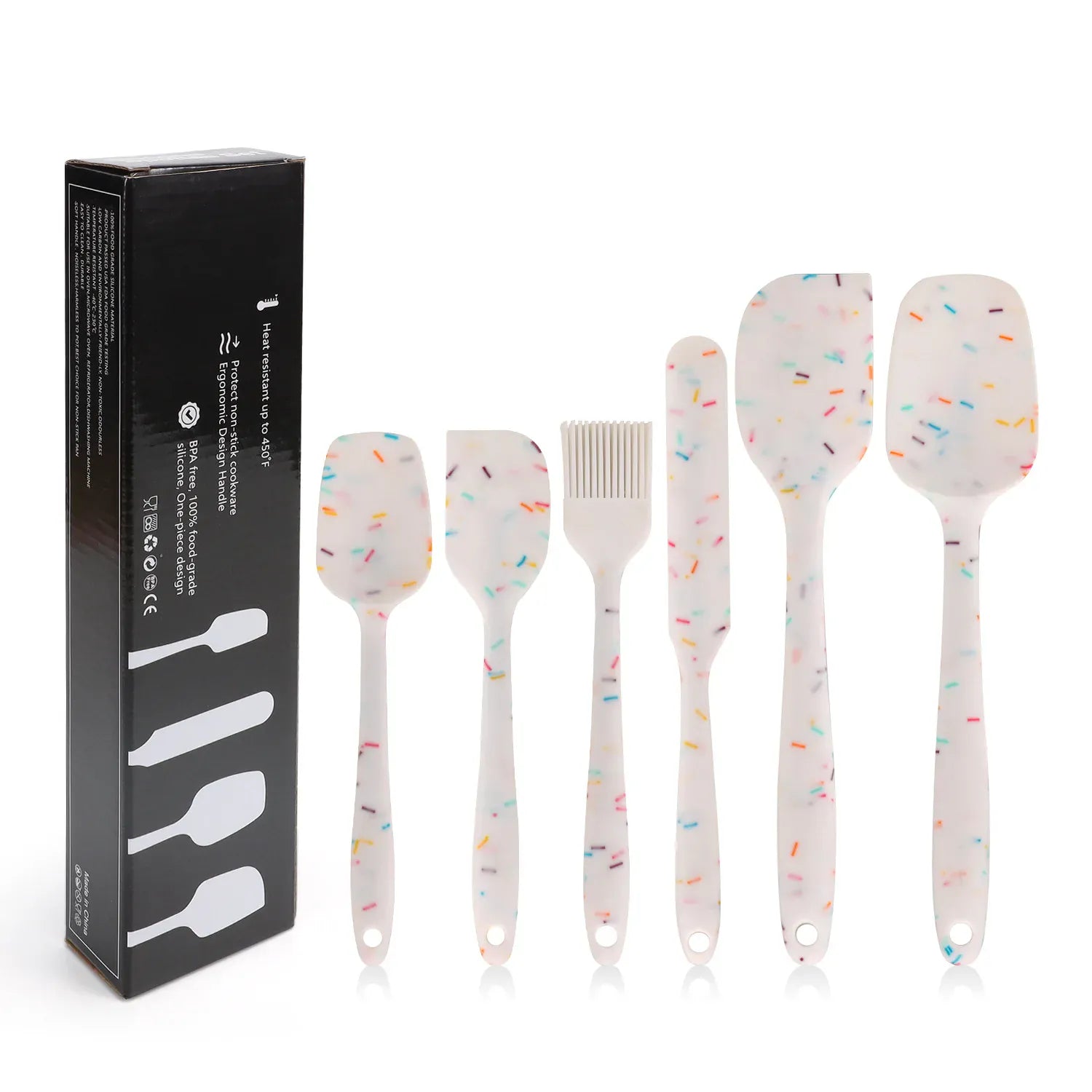 Set Ustensiles Silicone 6 pièces pour Pâtisserie | Résistants à la Chaleur spatule en silicone