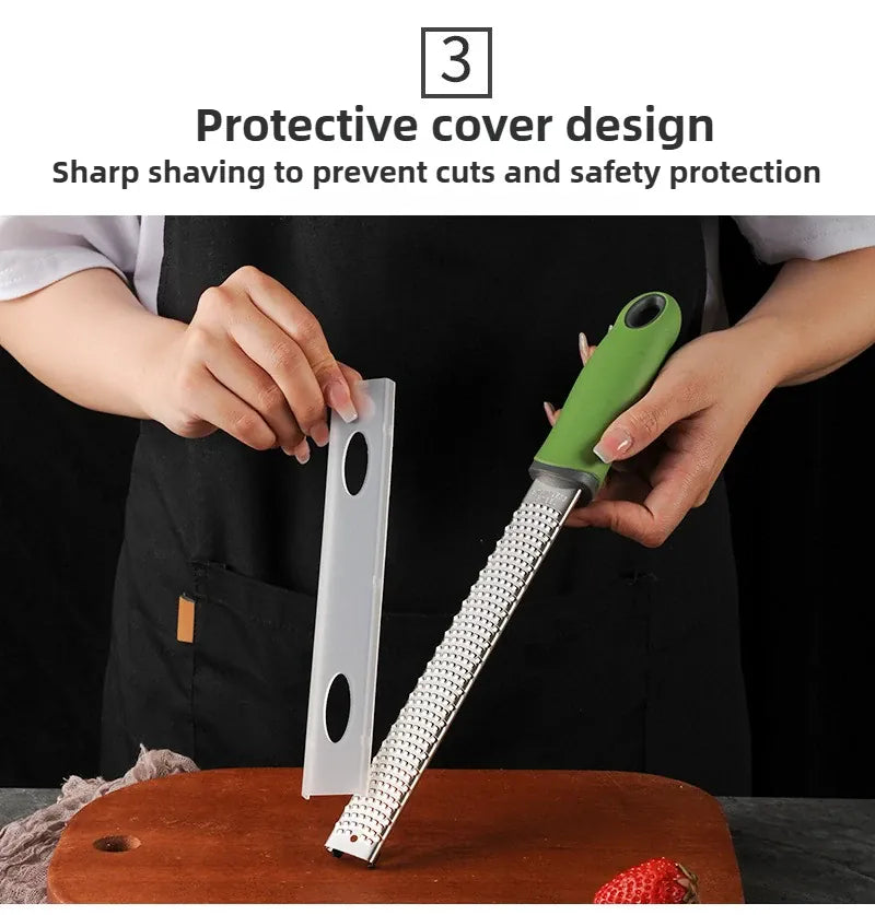 Zesteur en Inox pour Fruits et Fromage - 4 Lames Poignée Antidérapante zesteur