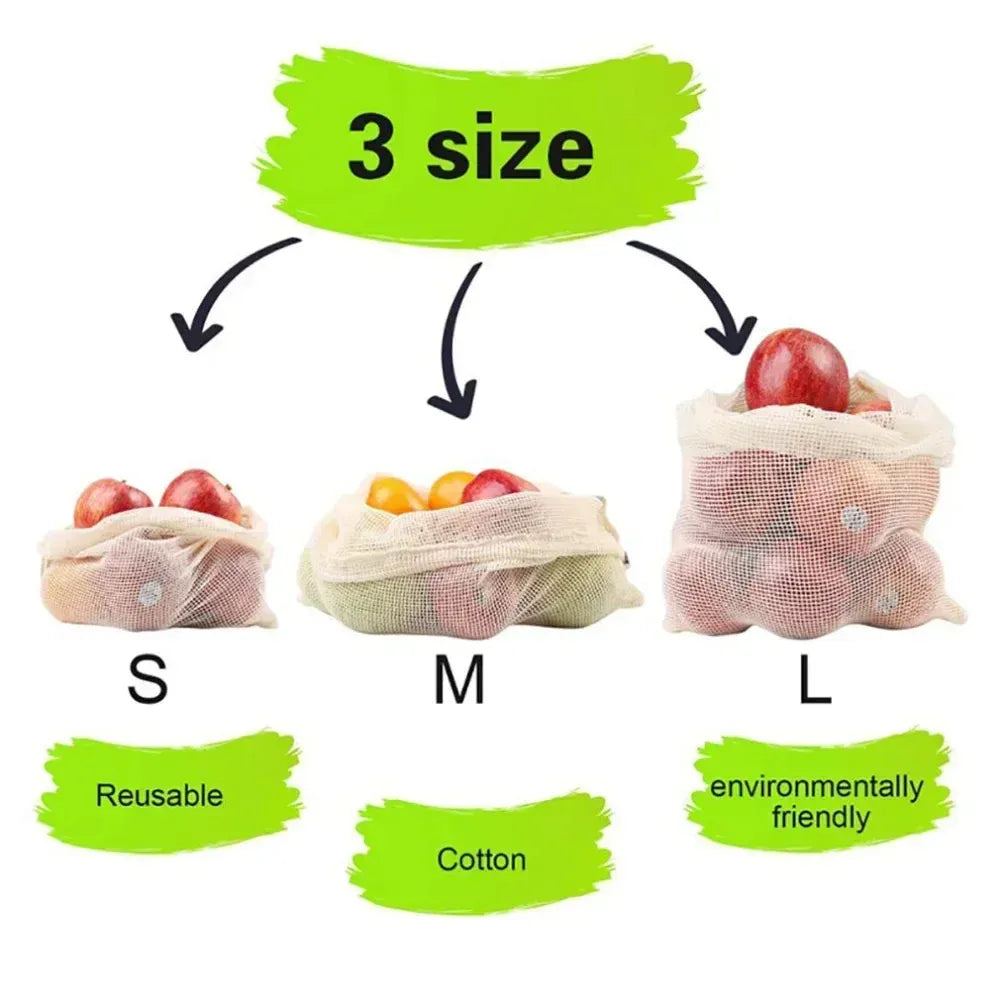 Sacs Filet en Coton Bio - Réutilisables et Écologiques - Lot de 5