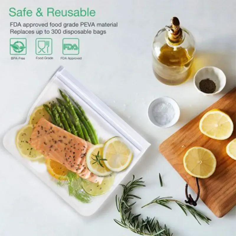 Sachets Silicone Réutilisables Anti-Fuite - Lot de 7 Pièces 25x30cm