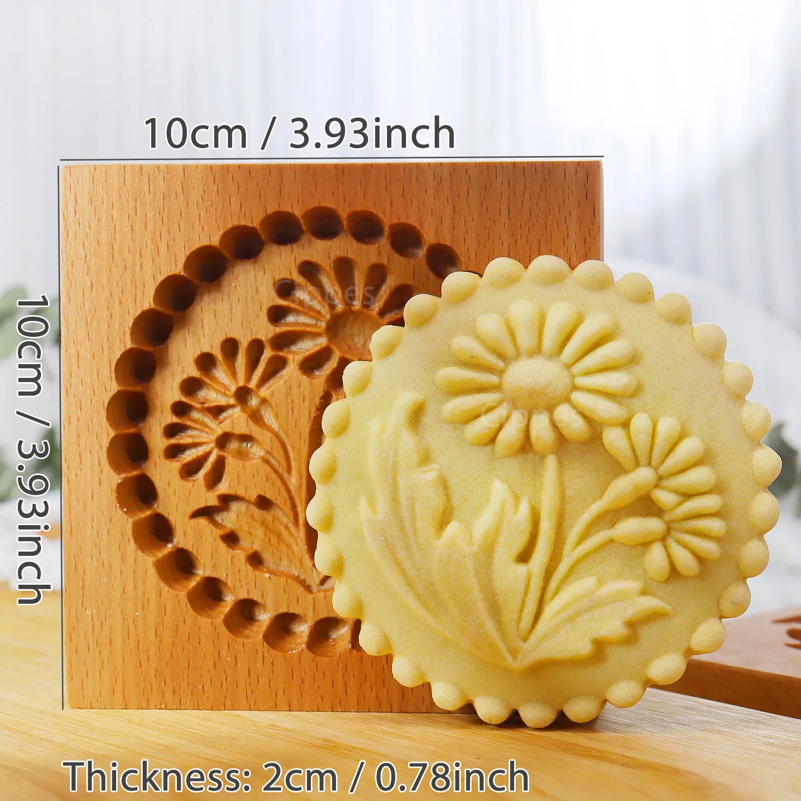 Emporte-pièce en bois floral 3D pour biscuits et gâteaux - 1 pièce emportepieces