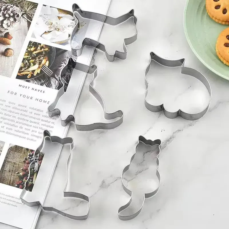 Emporte-pièces en inox 5 pièces - Formes de chats pour pâtisserie emportepieces