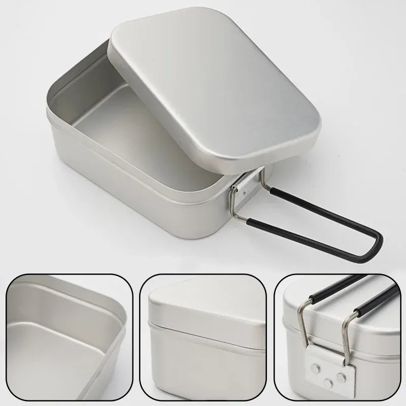 Bento Aluminium 2 Compartiments Pliables pour Camping et Pique-Nique Bento