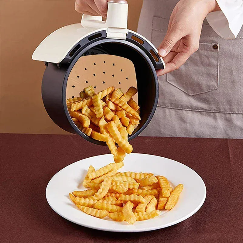 Papier Cuisson Air Fryer Jetable Carré Perforé - Lot de 100 Pièces Air Fryer