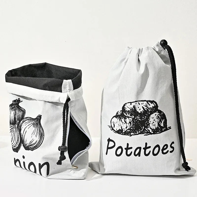 Sacs Conservation Légumes 30x40cm - Lot de 3 avec Cordon de Serrage
