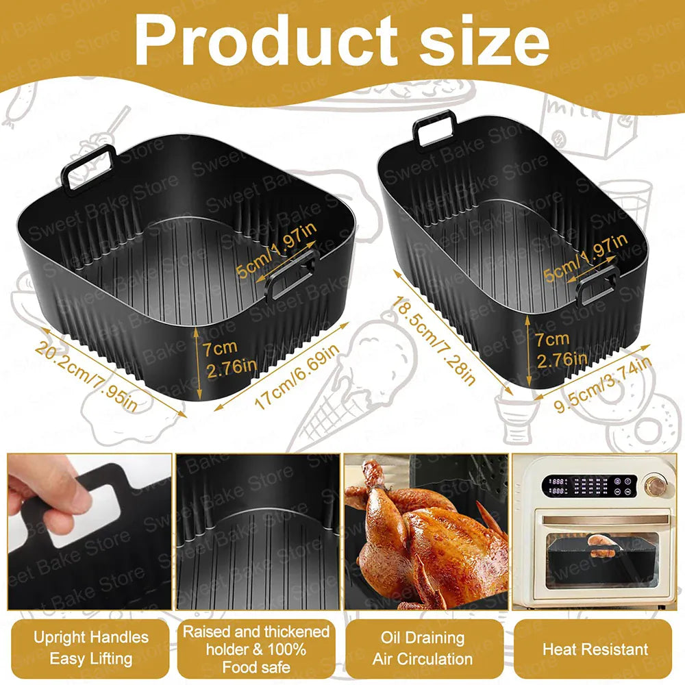 Moule Silicone Réutilisable Air Fryer Lot de 2 Carrés 25x25 cm Air Fryer