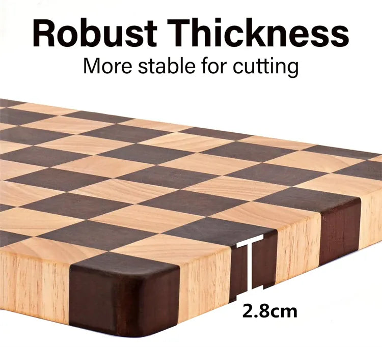 Planche à Découper Bois Motif Damier – 3 Tailles, 2,8 cm planche a decouper en bois